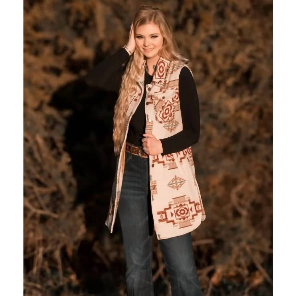 NEW MONTANACO long aztec vest in warm earth tone